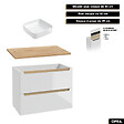 OTITEC - Ensemble complet de salle de bain - Meuble - Plan - Armoires - Miroir - Vasque à poser avec Siphon OFFERT | OPRA | 80 x 60 x 45 cm - vignette