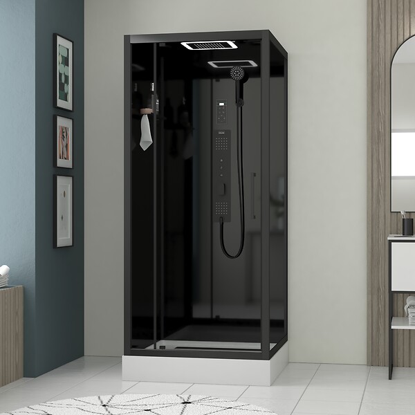 AKW INTERNATIONAL - Cabine de douche en angle à portes saloon version gauche 1400x800mm blanc