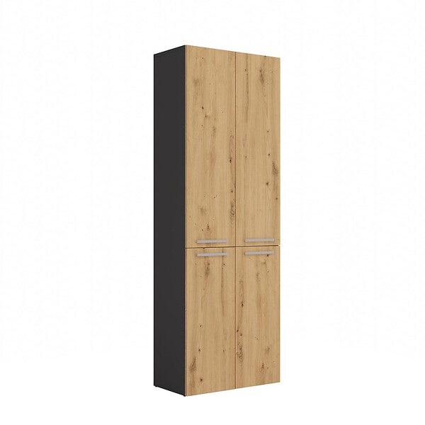 Rory - armoire de salle de bain avec panier - dimensions 174x60x30 - meuble  de rangement salle de bain espace buanderie - blanc - Conforama