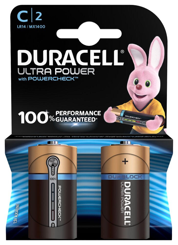 DURACELL - 2 Piles Alcalines ULTRA type C - large
