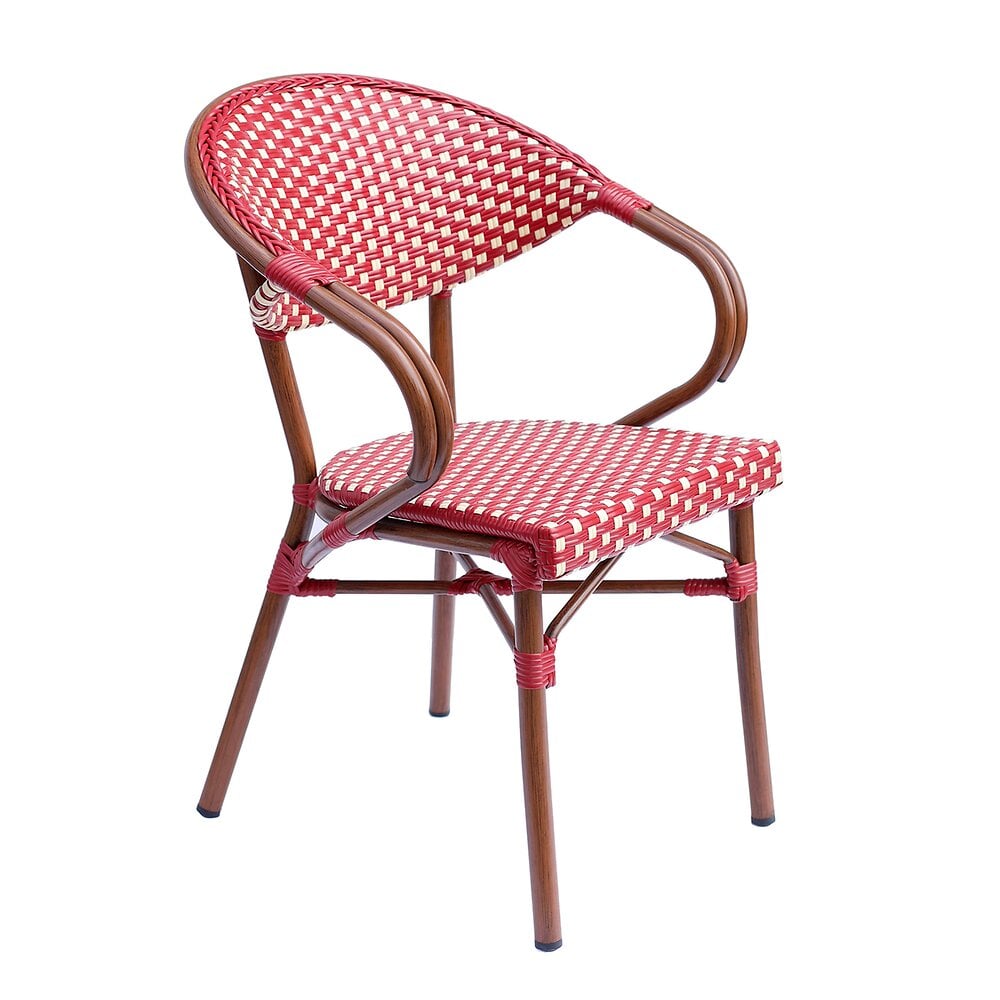 fauteuil de bistrot parisien en aluminium rouge
