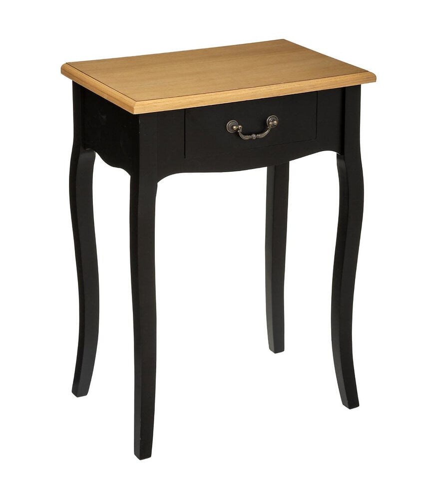 table d'appoint table de chevet 1 tiroir en bois noir et naturel