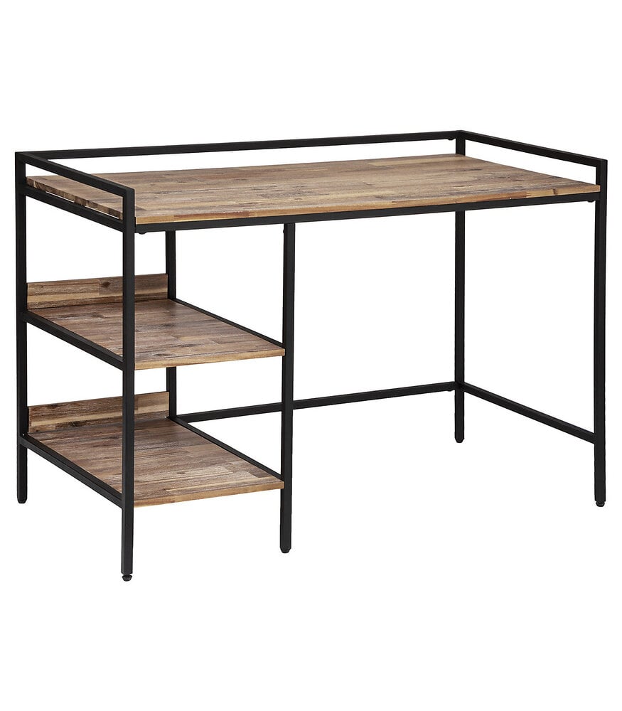 meuble bureau en métal noir et bois d'acacia 120x 60 cm