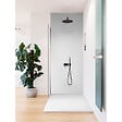 U-tile - Receveur de douche blanc 90 x 90 cm ultra léger en résine aspect ardoise - grille caniveau - vignette