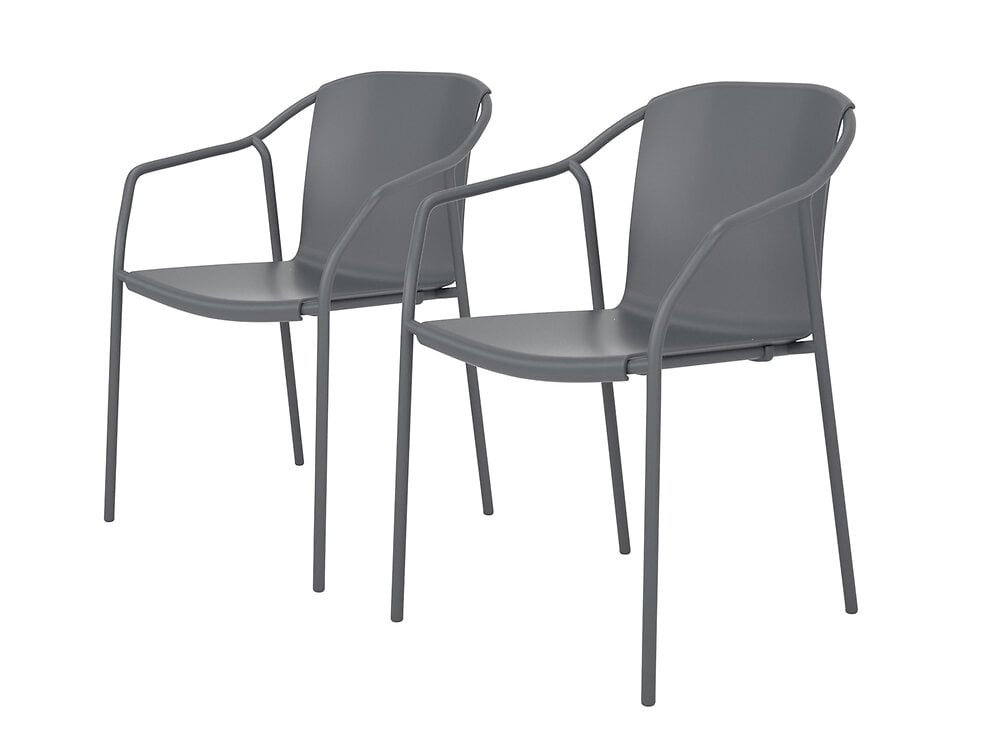 lot de 2 fauteuils de jardin en aluminium laqué et polypropylène gris - rod