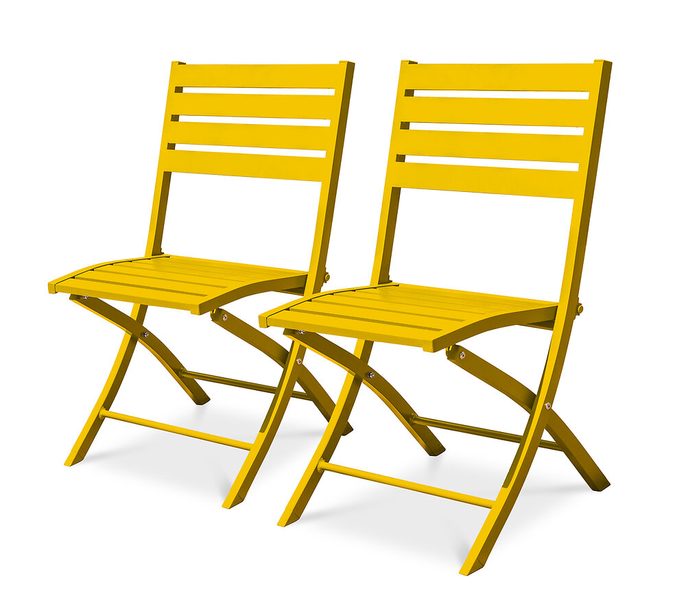 lot de 2 chaises de jardin en aluminium moutarde - marius