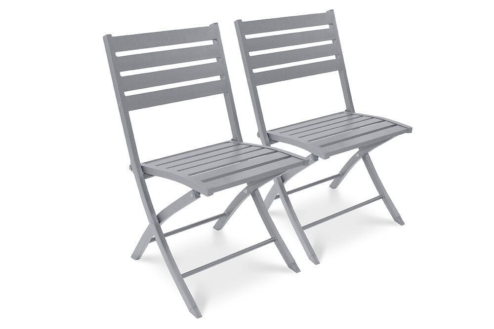 lot de 2 chaises de jardin en aluminium gris - marius