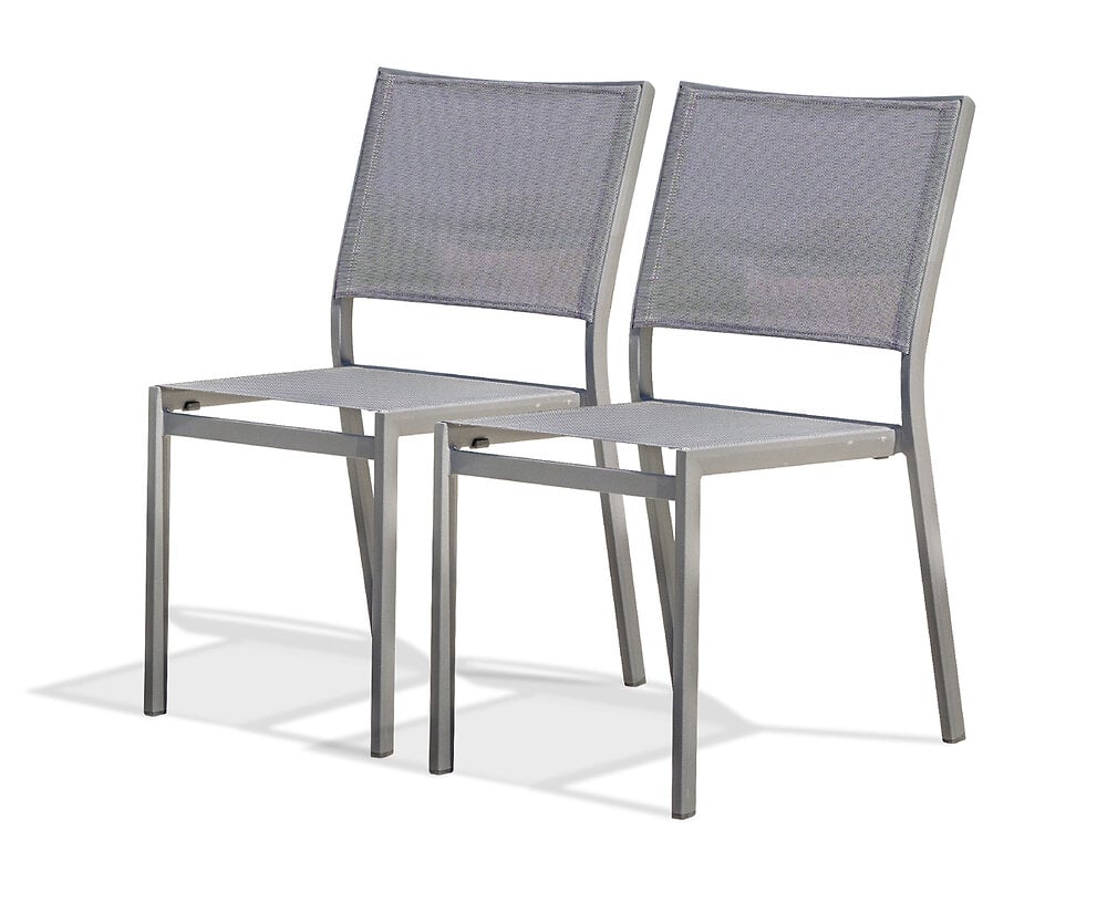 lot de 2 chaises de jardin en aluminium et toile plastifiée grise - stockholm