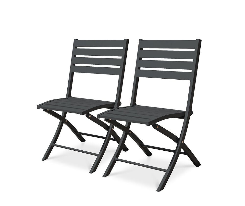 lot de 2 chaises de jardin en aluminium gris anthracite - marius