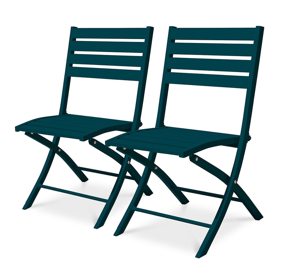 lot de 2 chaises de jardin en aluminium bleu canard - marius