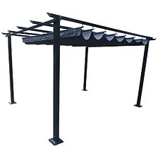 AVRIL PARIS Tonnelle/Pergola en aluminium 3x4m toile coulissante rétracta ...