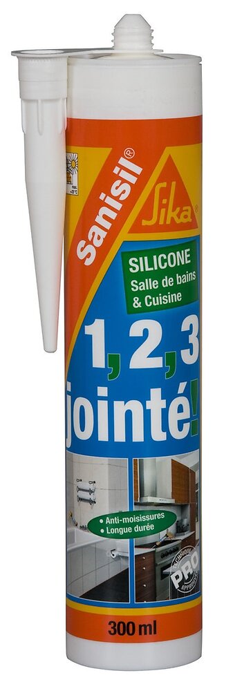 SIKA - Mastic silicone Sanisil blanc 300ml - large