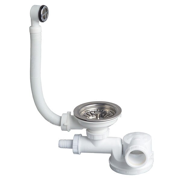 Bonde D'évier KES Pour Salle De Bain - Finition Nickel - Sans Trop-plein - Trou 1,6-1,9