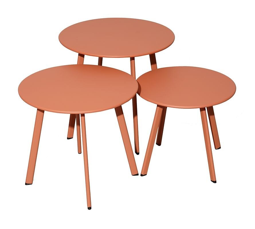 lot 3 tables basses massaï en acier - diamètre 40/45/50 cm - hermes