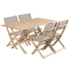 BEAU RIVAGE Ensemble table et chaises de jardin RIMINI 4 places en bois d ...