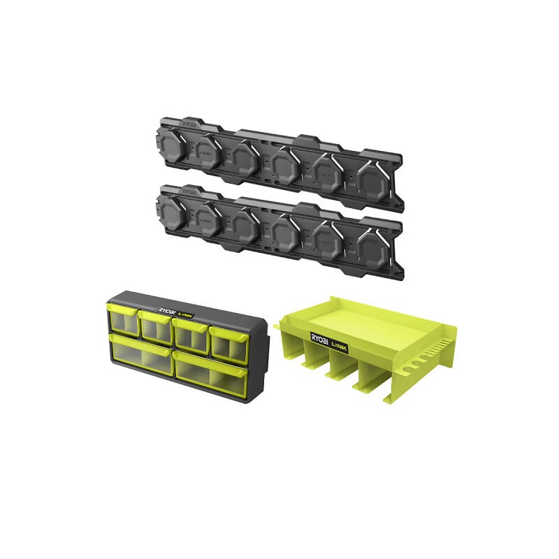 pack ryobi système link 2 rails muraux - étagère polyvalente - organisateur ajustable