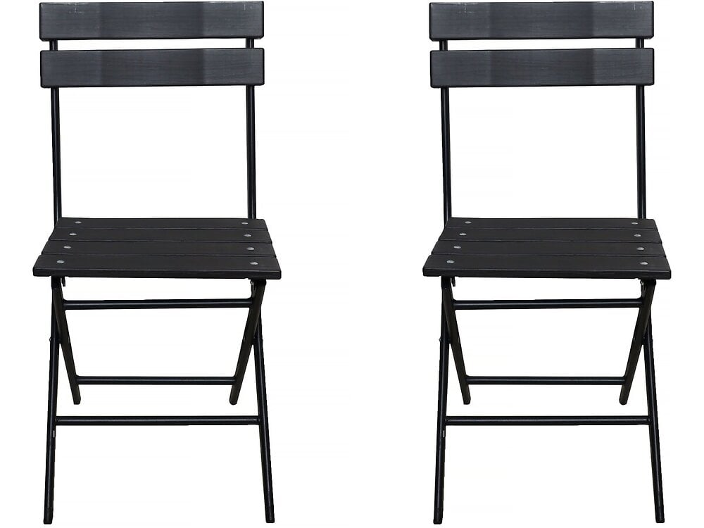 lot de 2 chaises de jardin pliable en plastique "tenerife" - gris anthracite