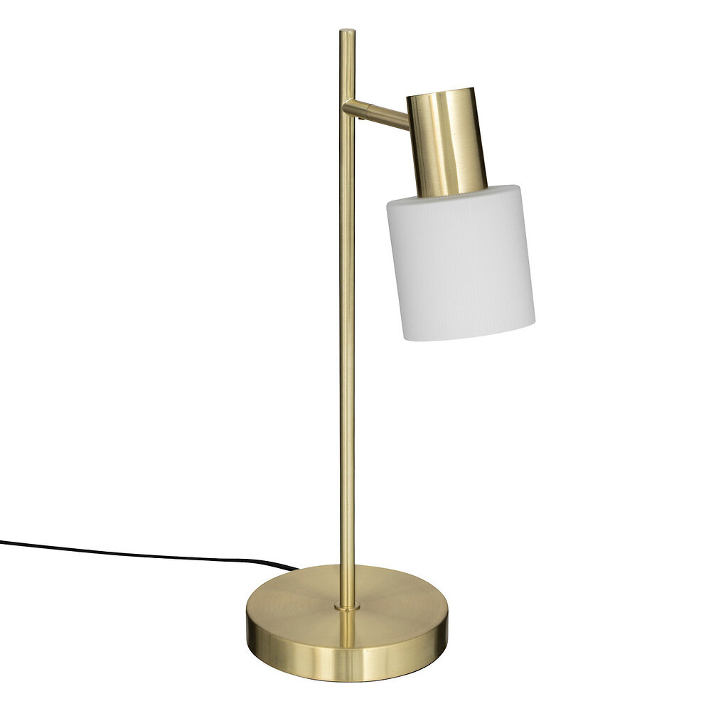 lampe à poser en métal doré et abat-jour en verre blanc h 45 cm