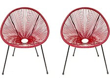 HABITAT ET JARDIN Lot de 2 fauteuils de jardin "Ania" - Rouge vin