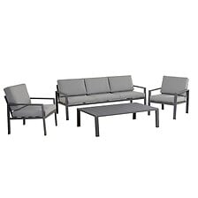 BEAU RIVAGE Salon de jardin DINA 5 places aluminium gris foncé et coussin ...