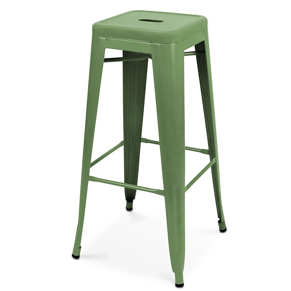 OVIALA - Lot de 4 tabourets de terrasse en métal mat vert cactus - large