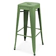 OVIALA - Lot de 4 tabourets de terrasse en métal mat vert cactus - vignette