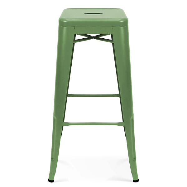 OVIALA - Lot de 4 tabourets de terrasse en métal mat vert cactus - large