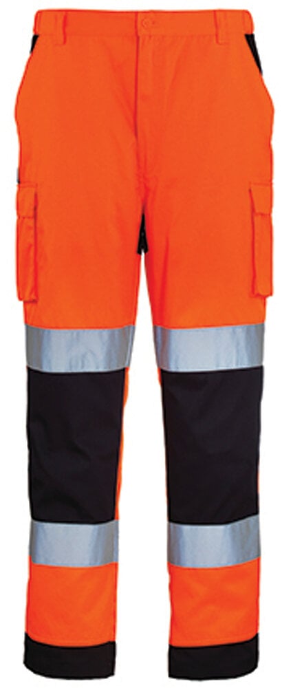 pantalon de travail homme à haute visibilité multipoches patrol hi-viz orange/marine t2xl - coverguard - 7paopxxl