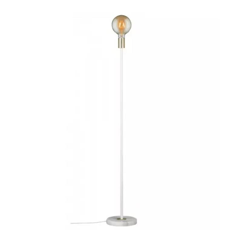 lampadaire neordic soa - 20w - e27 - 230v - blanc/doré - marbre - dimmable - sans ampoule - avec connecteur de câble