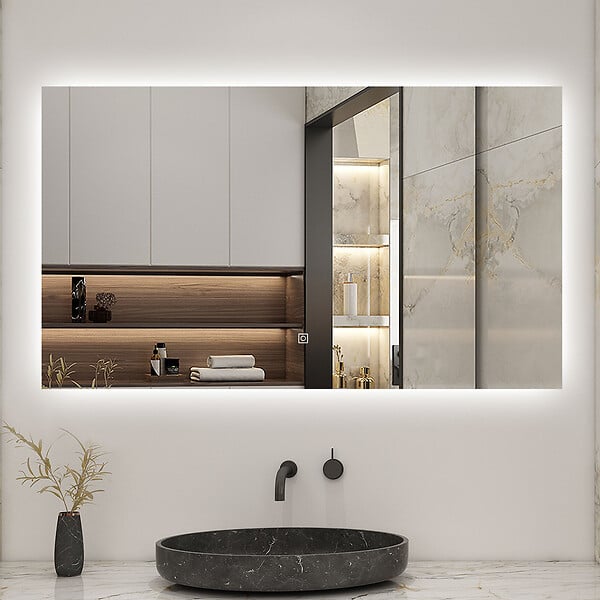 LUVODI Miroir De Salle De Bain Lumineux à LED : 700x900 Mm à Intensité Variable Avec Coussin De Désembuage, Vertical Ou Horizontal, Classé IP65
