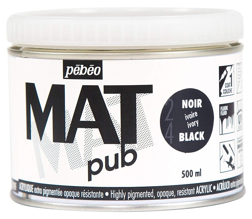 PEBEO - Acrylique mat pub PEBEO 500ml noir d'ivoire - large