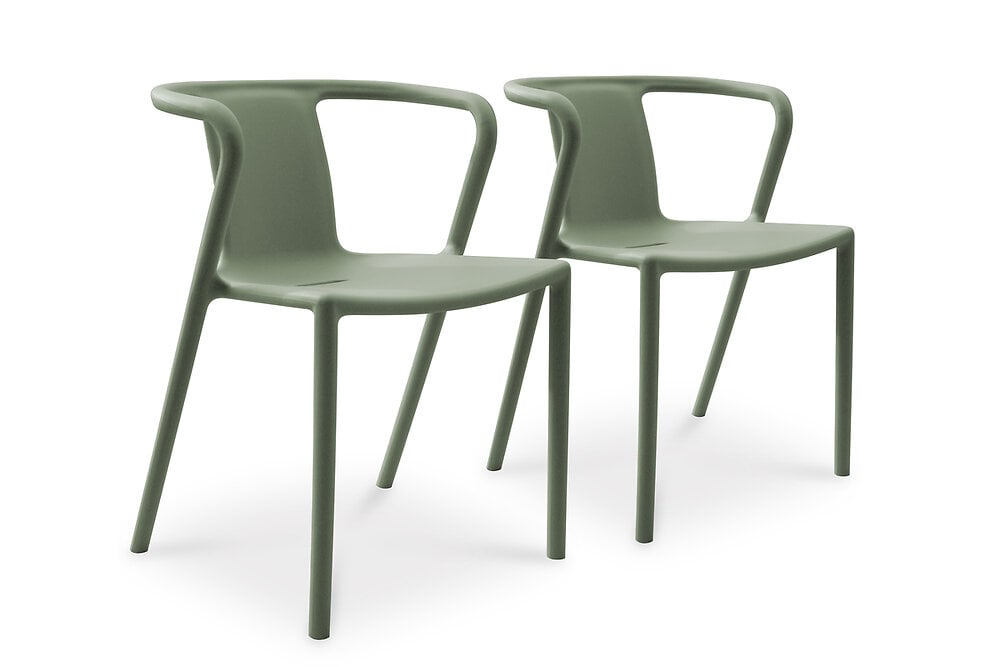 lot de 2 fauteuils de jardin empilables en polypropylène vert olive - diego
