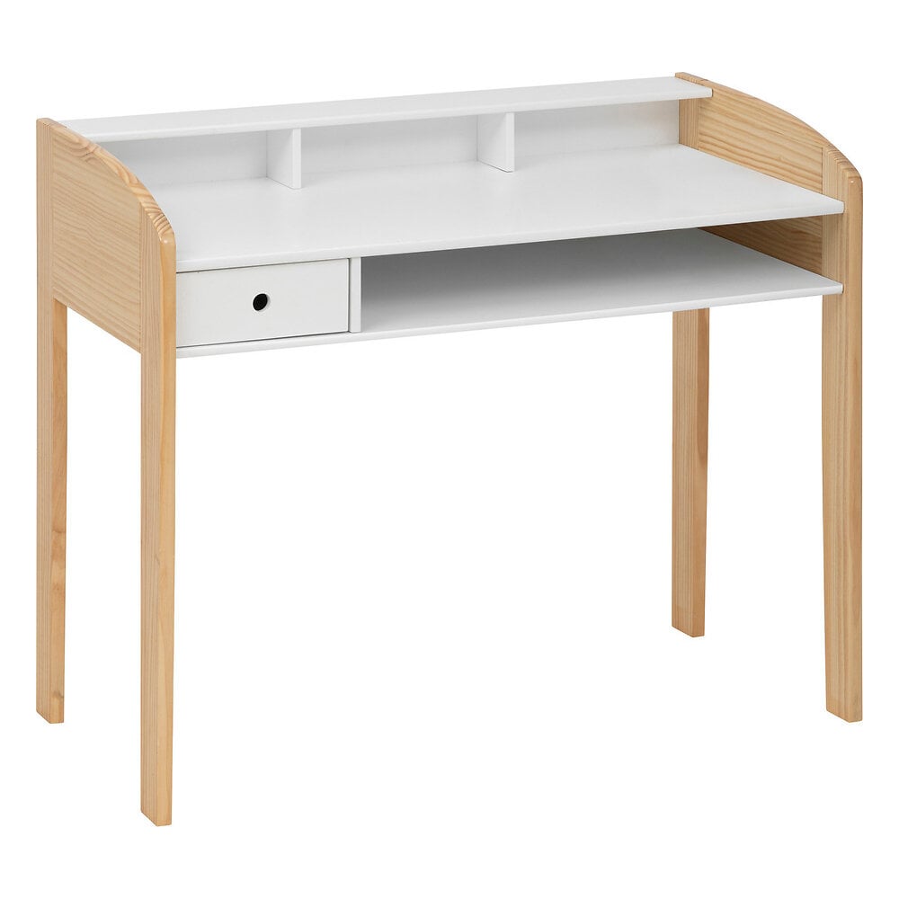bureau enfant primaire en bois blanc et naturel h 85 cm