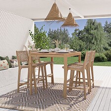 BEAU RIVAGE Ensemble table et 4 chaises KUTA semi-hautes en bois d'acacia ...