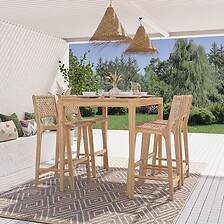 BEAU RIVAGE Ensemble table et 4 chaises KUTA hautes en bois d'acacia FSC  ...