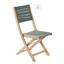 BEAU RIVAGE Lot de 2 chaises AMILA en bois d'acacia blanchi FSC et corde  ...