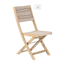 BEAU RIVAGE Lot de 2 chaises AMILA en bois d'acacia blanchi FSC et corde  ...