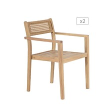 BEAU RIVAGE Lot de 2 fauteuils de jardin NORA en bois d'acacia FSC blanch ...