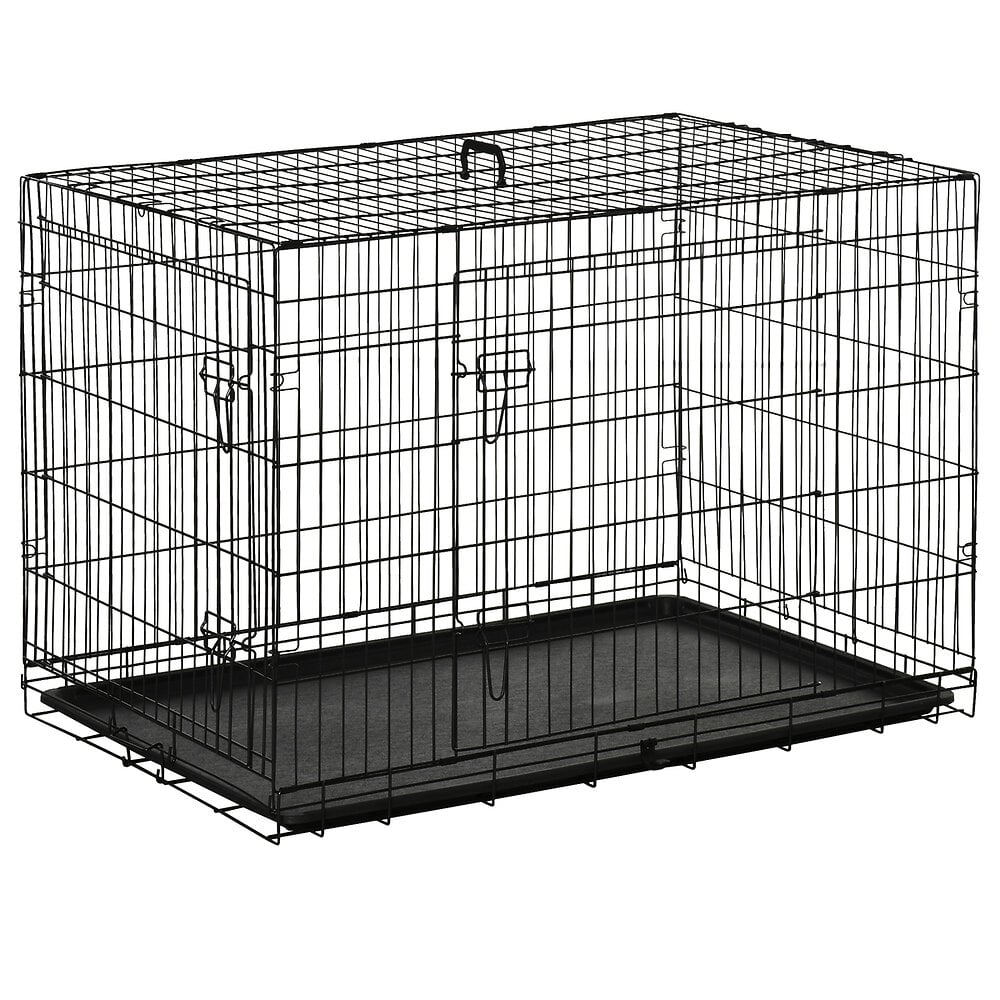 cage caisse de transport pliante pour chien en métal noir 106 x 71 x 76 cm