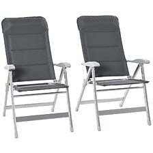 OUTSUNNY Lot de 2 chaises de jardin pliantes dossier haut inclinable m ...