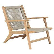 BEAU RIVAGE Fauteuil de jardin AMILA en bois d'acacia et corde beige avec ...