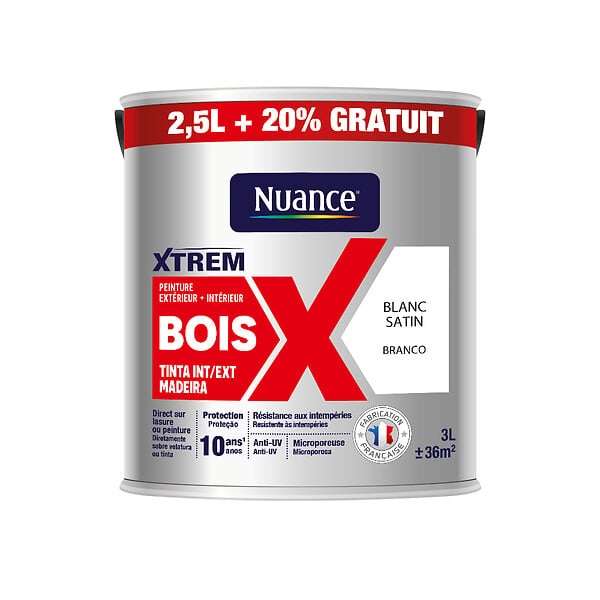 Peinture métal et bois satin blanc 2,5L main image 1
