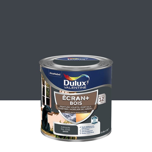 Peinture extérieure bois Ecran + DULUX VALENTINE gris franc satiné 0.5l