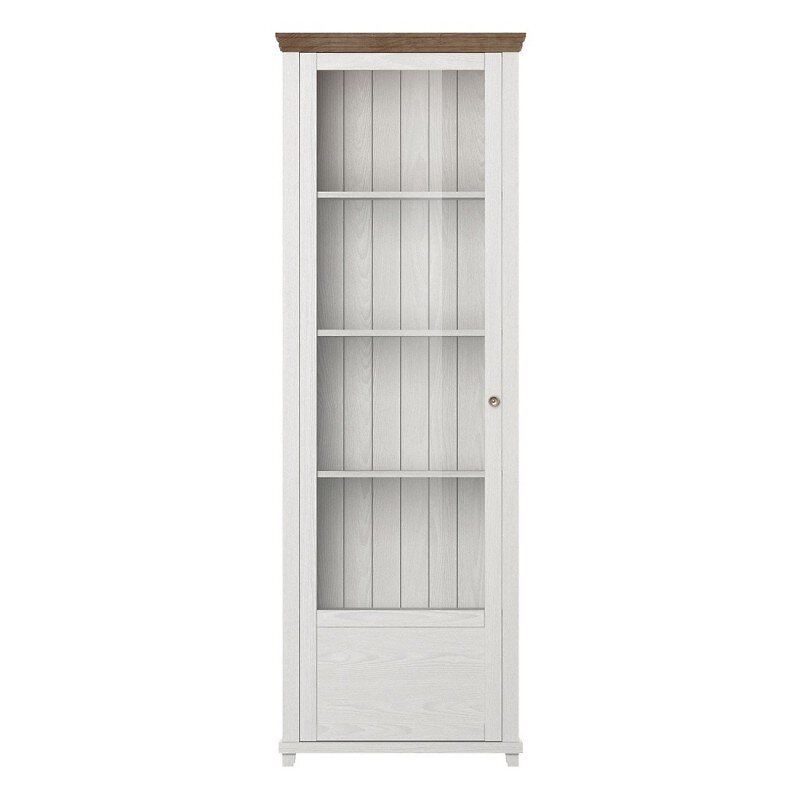 vitrine 1 porte collection assia. couleur frêne blanc et chêne. ouverture gauche