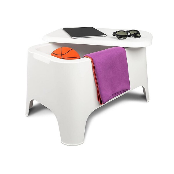 TOOMAX - Table basse de jardin 59x 39x 36cm Blanche Avec couvercle Extérieur / Intérieur TOOMAX - large