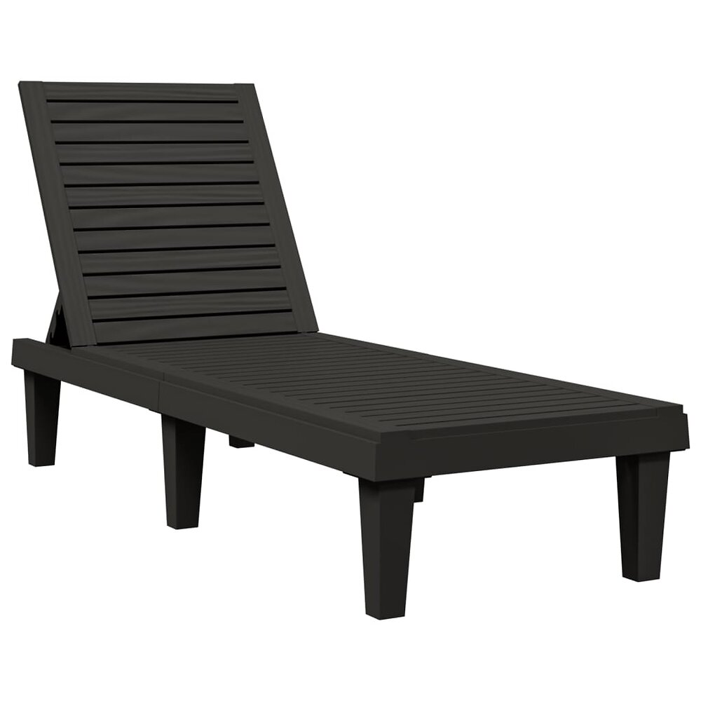 transat chaise longue bain de soleil lit de jardin terrasse meuble d'extérieur 155 x 58 x 83 cm polypropylène noir 02_0012783