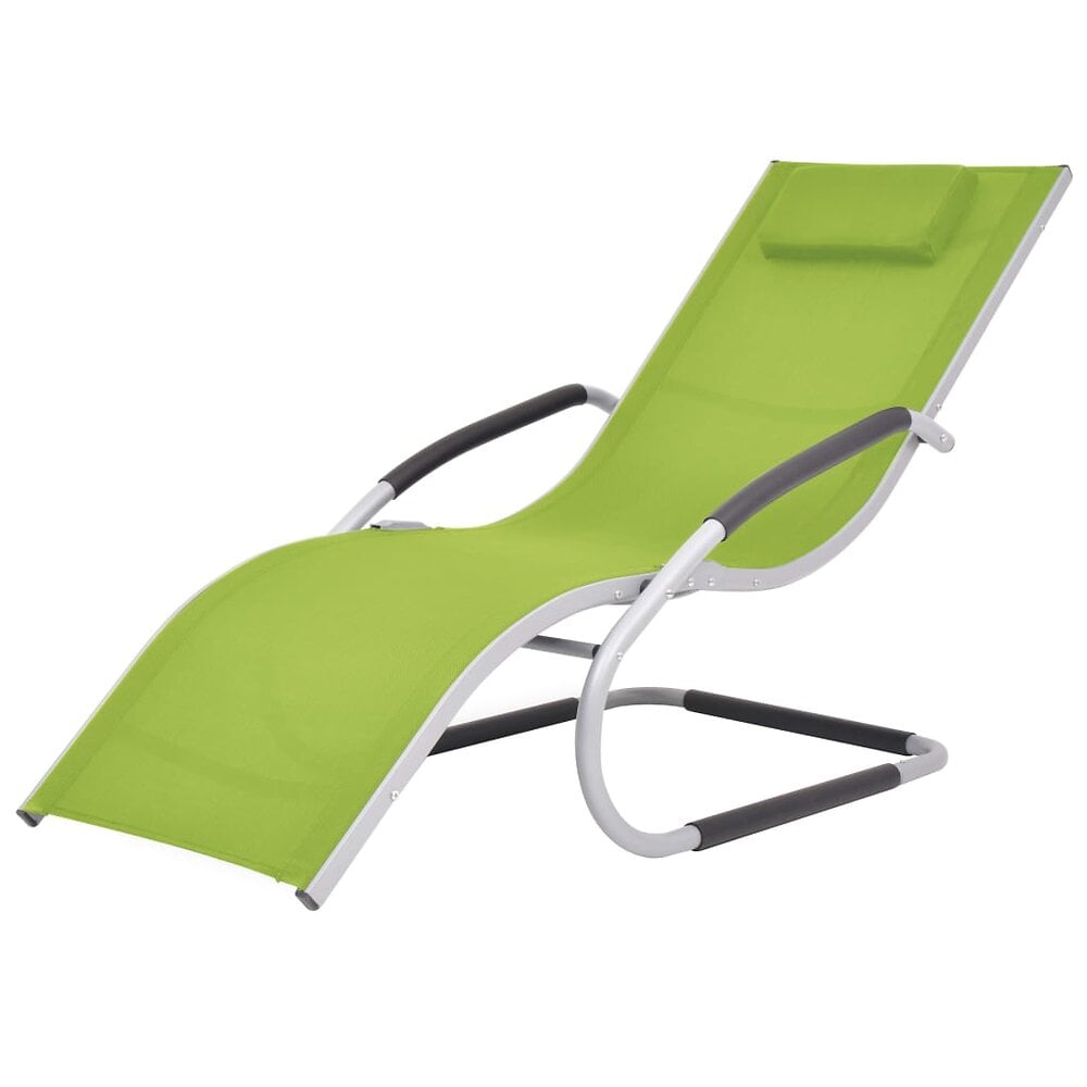 transat chaise longue bain de soleil lit de jardin terrasse meuble d'extérieur avec oreiller aluminium et textilène vert 02_0012555