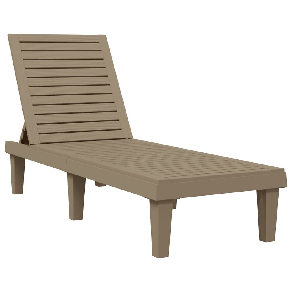 transat chaise longue bain de soleil lit de jardin terrasse meuble d'extérieur marron clair 155 x 58 x 83 cm polypropylène 02_0012782
