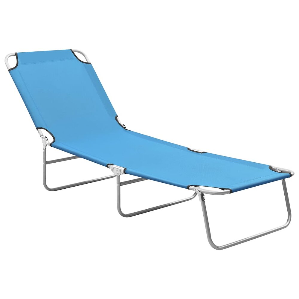 transat chaise longue bain de soleil lit de jardin terrasse meuble d'extérieur pliable acier et tissu bleu turquoise 02_0012800