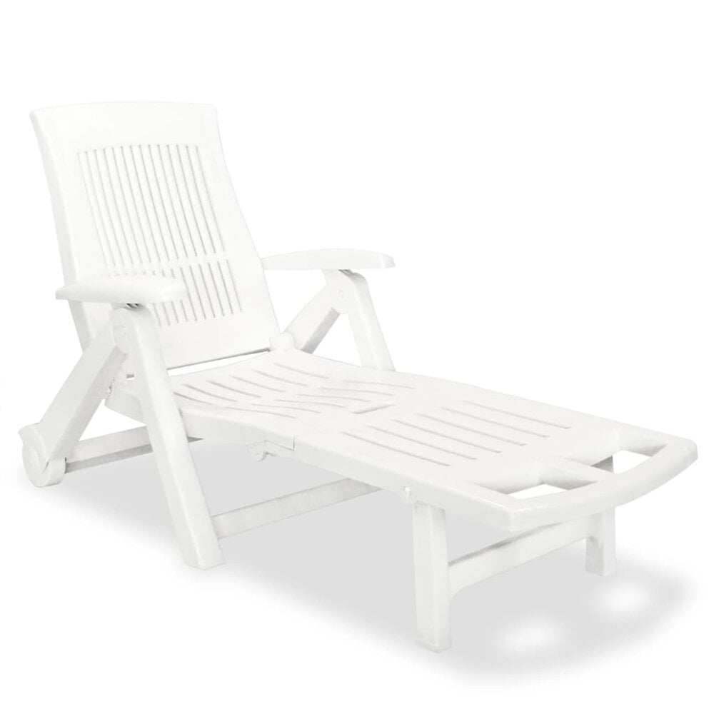 transat chaise longue bain de soleil lit de jardin terrasse meuble d'extérieur avec repose-pied plastique blanc 02_0012588